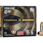 Federal Premium Personal Defense Ammunition 40 S&W 165 Grain Hydra-Shok Deep Jacketed Hollow Point Box of 20