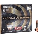 Federal Premium Personal Defense Ammunition 32 ACP 65 Grain Hydra-Shok Jacketed Hollow Point Box of 20