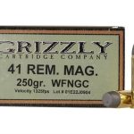 Grizzly Ammunition 41 Remington Magnum 250 Grain Cast Performance Lead Wide Flat Nose Gas Check Box of 20