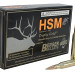 HSM Trophy Gold Ammunition 25-06 Remington 115 Grain Berger Hunting VLD Hollow Point Boat Tail Box of 20