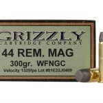 Grizzly Ammunition 44 Remington Magnum 300 Grain Cast Performance Lead Wide Flat Nose Gas Check Box of 20