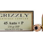 Grizzly Ammunition 45 ACP +P 230 Grain Jacketed Hollow Point Box of 20