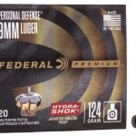Federal Premium Personal Defense Ammunition 9mm Luger 124 Grain Hydra-Shok Jacketed Hollow Point