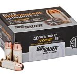 Sig Sauer Elite Performance Ammunition 40 S&W 180 Grain V-Crown Jacketed Hollow Point Box of 20