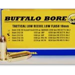 Buffalo Bore Tactical Low Recoil Ammunition 10mm Auto 180 Grain Jacketed Hollow Point Low Flash Box of 20