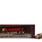 Barnes VOR-TX Ammunition 338 Winchester Magnum 210 Grain TTSX Polymer Tipped Spitzer Boat Tail Lead-Free Box of 20