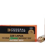 Federal Premium Gold Medal Ammunition 338 Lapua Magnum 250 Grain Sierra MatchKing Hollow Point Boat Tail Box of 20