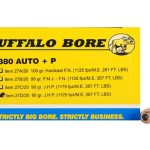 Buffalo Bore Ammunition 380 ACP +P 95 Grain Jacketed Hollow Point Box of 20