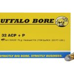 Buffalo Bore Ammunition 32 ACP +P 75 Grain Hard Cast Lead Flat Nose Box of 20