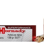 Hornady Superformance SST Ammunition 7mm-08 Remington 139 Grain SST Polymer Tip Box of 20