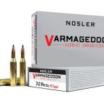 Nosler Varmageddon Ammunition 243 Winchester 55 Grain Polymer Tip Flat Base Box of 20