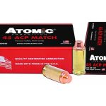Atomic Match Ammunition 45 ACP 185 Grain Full Metal Jacket Semi-Wadcutter Box of 50