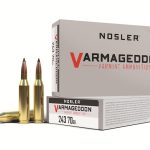 Nosler Varmageddon Ammunition 243 Winchester 70 Grain Polymer Tip Flat Base Box of 20