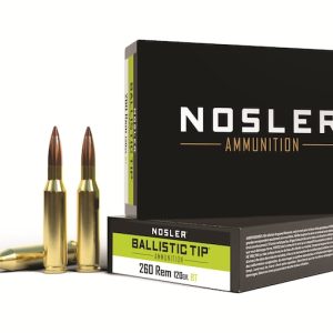 Nosler ammunition box and cartridges