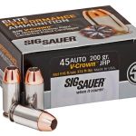 Sig Sauer Elite Performance Ammunition 45 ACP 200 Grain V-Crown Jacketed Hollow Point