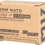 Sig Sauer Elite Performance M17 Ammunition 9mm Luger +P 124 Grain V-Crown Jacketed Hollow Point Box of 20