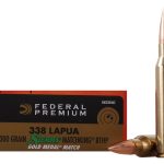 Federal Premium Gold Medal Ammunition 338 Lapua Magnum 300 Grain Sierra MatchKing Hollow Point Boat Tail Box of 20