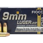 Fiocchi Defense Dynamics Ammunition 9mm Luger 115 Grain Jacketed Hollow Point Box of 50