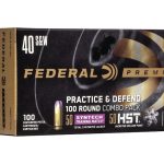 Federal Practice & Defend HST/Syntech Combo Ammunition 40 S&W 180 Grain Jacketed Hollow Point & Total Synthetic Jacket Box of 100