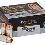 Sig Sauer Elite Performance Ammunition 45 ACP 185 Grain V-Crown Jacketed Hollow Point Box of 20