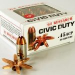 G2 Research Civic Duty Ammunition 45 ACP 164 Grain Expanding Solid Copper Lead-Free Box of 20