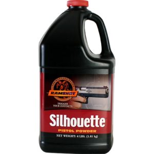 Silhouette pistol powder container