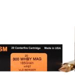 HSM Trophy Gold Ammunition 300 Weatherby Magnum 185 Grain Berger Hunting VLD Hollow Point Boat Tail Box of 20